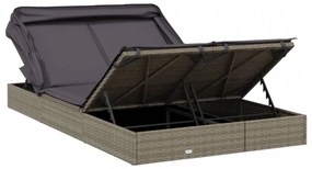 2 személyes szürke polyrattan napágy tetővel 213 x 118 x 97 cm