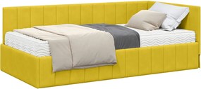 vidaXL Sarok Ágykeret Matraccal matracmal 2 pcs Sárga Bársony