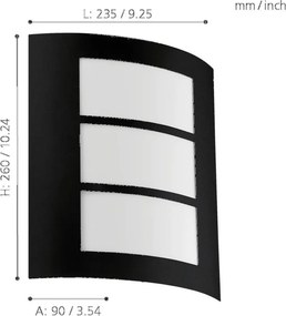 EGLO 99567 CITY Modern Kültéri Fali Lámpa Fehér, Fekete E27 IP44