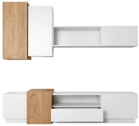 Nappali fal, fehér/tölgy craft arany, TRIO