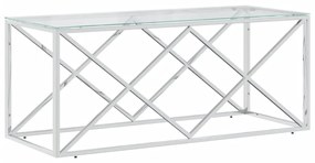 Üveg és rozsdamentes acél dohányzóasztal 110x45x45 cm