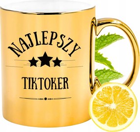 Arany csillogó bögre TikToker Ajándék Nyomtatott Fotóval