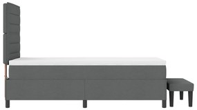 Boxspring ágy matraccal és paddal sötétszürke 90x200 cm szövet