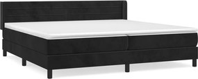 vidaXL fekete bársony rugós ágy matraccal 200x200 cm