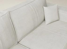 Krémszínű kordbársony kinyitható-tárolóhelyes sarokkanapé (bal oldali-L alakú) Tonga – Maison de Rêve