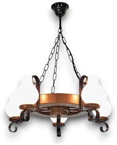 Brilagi - Csillár láncon ROATA 5xE14/40W/230V bükkfa/dió