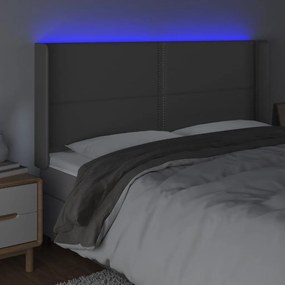 szürke műbőr LED-es fejtámla 183x16x118/128 cm