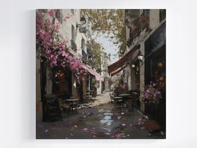 Poszter Város Utca Kávézók Kocsmák Virágok Rózsák 40x40