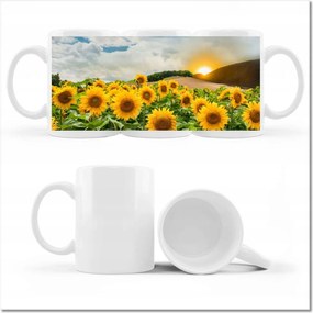 Nyomott mintás bögre Tájkép Napraforgók