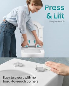 SONGMICS D-formájú Duroplast WC-ülőke Lecsapódásgátlóval és Fogantyúval, 300 kg Teherbírás