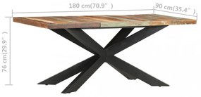 tömör újrahasznosított fa étkezőasztal 180 x 90 x 76 cm