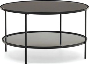 Fekete kerek dohányzóasztal üveg asztallappal ø 80 cm Gilda – Kave Home