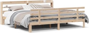 vidaXL tömör fenyőfa ágykeret fejtámlával 200 x 200 cm