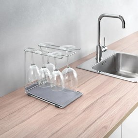 Ezüstszínű acél borospohár tartó Calix – Metaltex