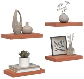 vidaXL Falpolc Falra szerelhető 4 pcs Piros 40 x 23,5 x 4 cm Faanyag