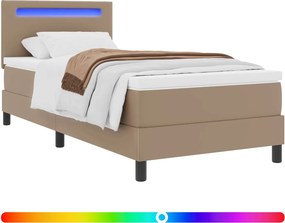 vidaXL Boxrugós ágy matracmal fejtámlával Cappuccino 90 x 190 cm Műbőr