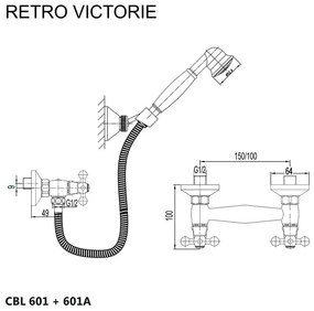 Mereo Mereo, Fali zuhanycsaptelep, Retro Victoria, tartozékokkal, króm, MER-CBL601A