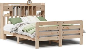 vidaXL tömör fenyőfa könyvespolcos ágy matrac nélkül 140 x 200 cm