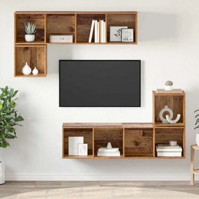 TV szekrény garnitúra 4 pcs Régi fa 37 x 37 x 142.5 cm Faanyag