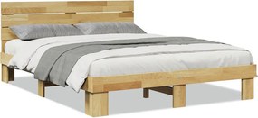 vidaXL ágykeret fejtámlával matrac nélkül 140x190 cm tömör fa tölgyfa