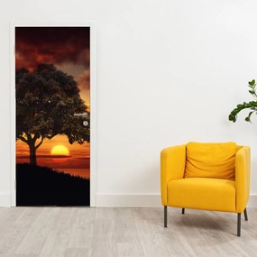 Fotótapéta ajtóra - Fa naplementével (95x205cm)