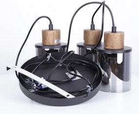 Globo 15707-3HR - Csillár zsinóron REID 3xE27/15W/230V átm. 27 cm tölgy