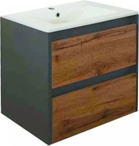 Porto 60 alsó fürdőszoba bútor mosdóval antracit-country tölgy színben