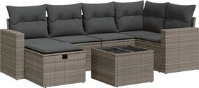 vidaXL 7 részes szürke polyrattan kerti ülőgarnitúra párnákkal