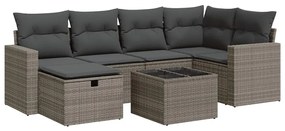 vidaXL 7 részes szürke polyrattan kerti ülőgarnitúra párnákkal