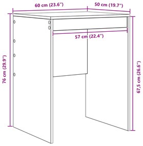vidaXL Íróasztal Füstölt tölgy Rétegelt fa 60 x 50 x 76 cm Íróasztal
