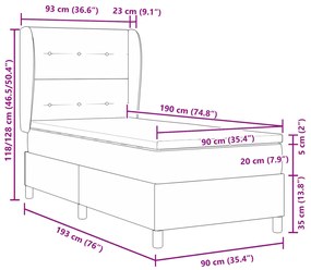 Boxspring Ágy Mattal Rózsaszín 90x190 cm Bársony