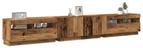 antik fa színű szerelt fa TV-szekrény LED-ekkel 260x35x40 cm