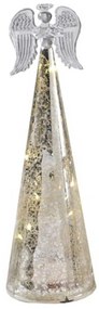 LED-es üveg angyal 29 cm ezüst színű karácsonyi dekoráció