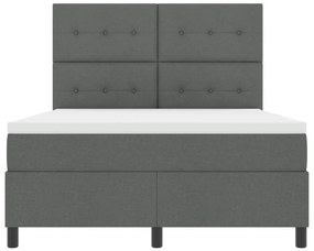 Boxspring ágy matraccal és LED világítással, sötétszürke, 140 x 200 cm, szövet