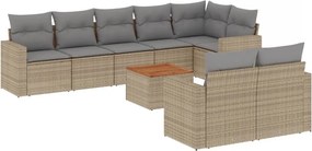 vidaXL 9 részes bézs polyrattan kerti ülőgarnitúra párnákkal