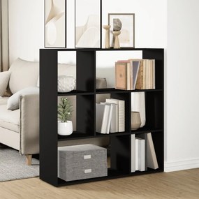 fekete szerelt fa térelválasztó könyvespolc 102x29x103,5 cm