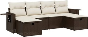 vidaXL 6 részes barna polyrattan kerti ülőgarnitúra párnával