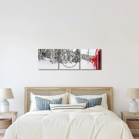 Kép - Vonat a havas tájban (órával) (90x30 cm)