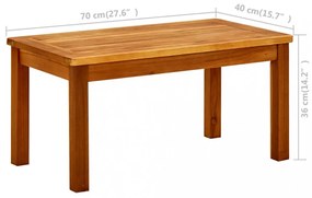 tömör akácfa kerti dohányzóasztal 70 x 40 x 36 cm