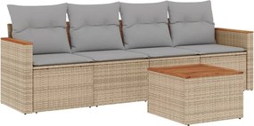 vidaXL 5 részes vegyes bézs polyrattan kerti ülőgarnitúra párnákkal