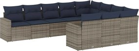 vidaXL 10 részes szürke polyrattan kerti ülőgarnitúra párnával