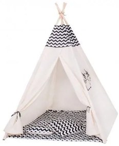 Gyermek sátor párnákkal Teepee Cik Cak fekete