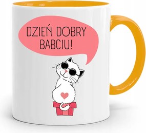 Bögre Sárga Nagymama Napja Jó Reggelt Nagymama Ajándék nyomtatott fényképpel