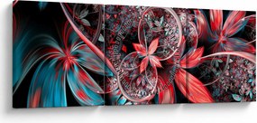 Absztrakt képek egzotikus virágok (órával) (90x30 cm)