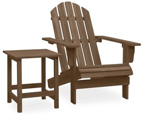 vidaXL barna tömör fenyőfa kerti adirondack szék asztallal