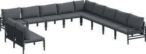 vidaXL Kerti Kanapé Szett párnával 11 pcs Fekete Acél