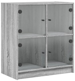 szürke sonoma színű kisszekrény üvegajtókkal 68 x 37 x 75,5 cm