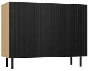 MIX Kama 2 komód (egyenes mintázat), tölgy-fekete
