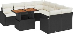 vidaXL Kert étkező szett párnával Fekete és Krém 100 x 55 x 73 cm