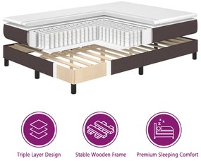 vidaXL Boxspring Ágy Mattal Sötétbarna 140x190 cm Szövet